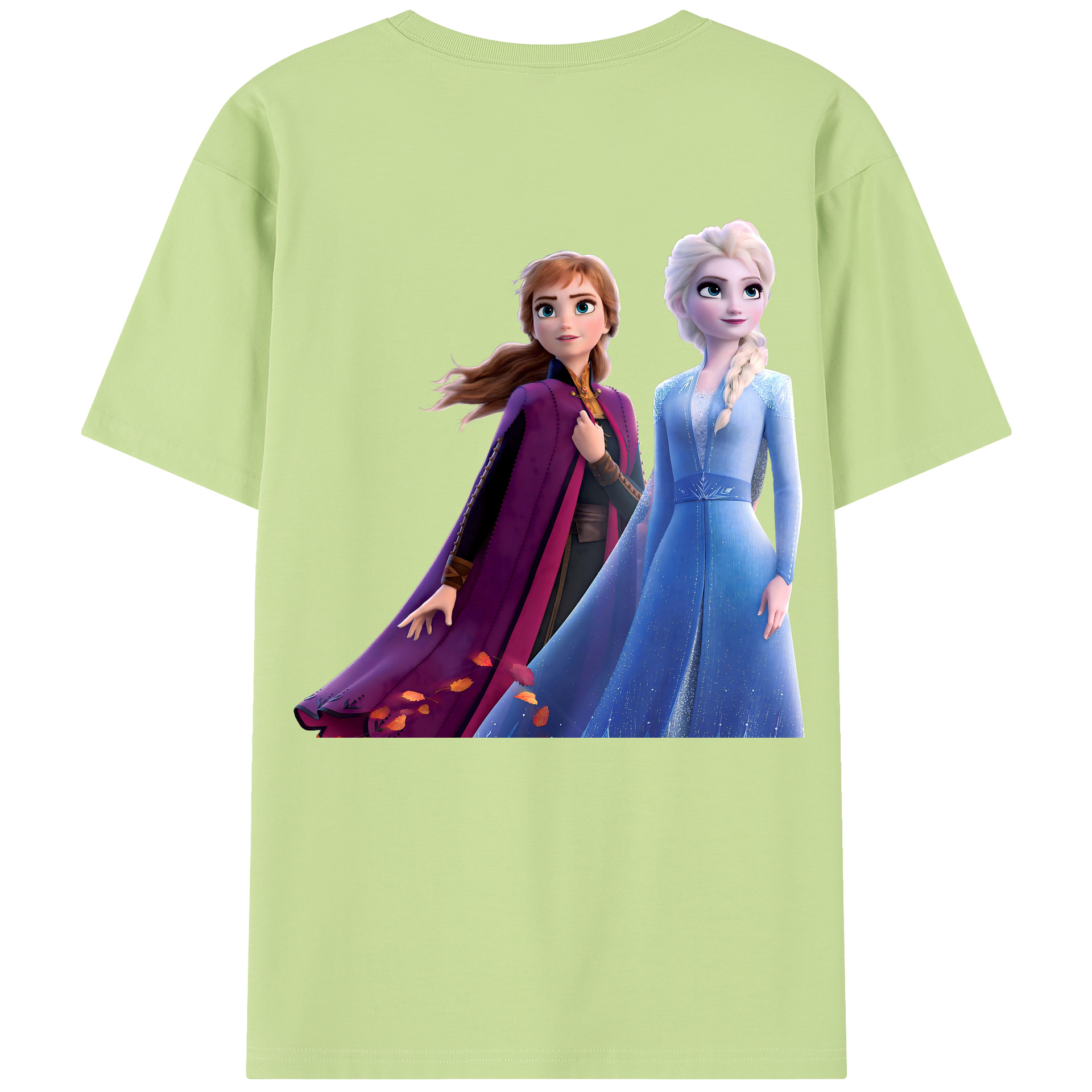 （画像用） アナと雪の女王 アンナ エルサ Frozen Anna Elsa 綿100％半袖Tシャツ（背面プリント）